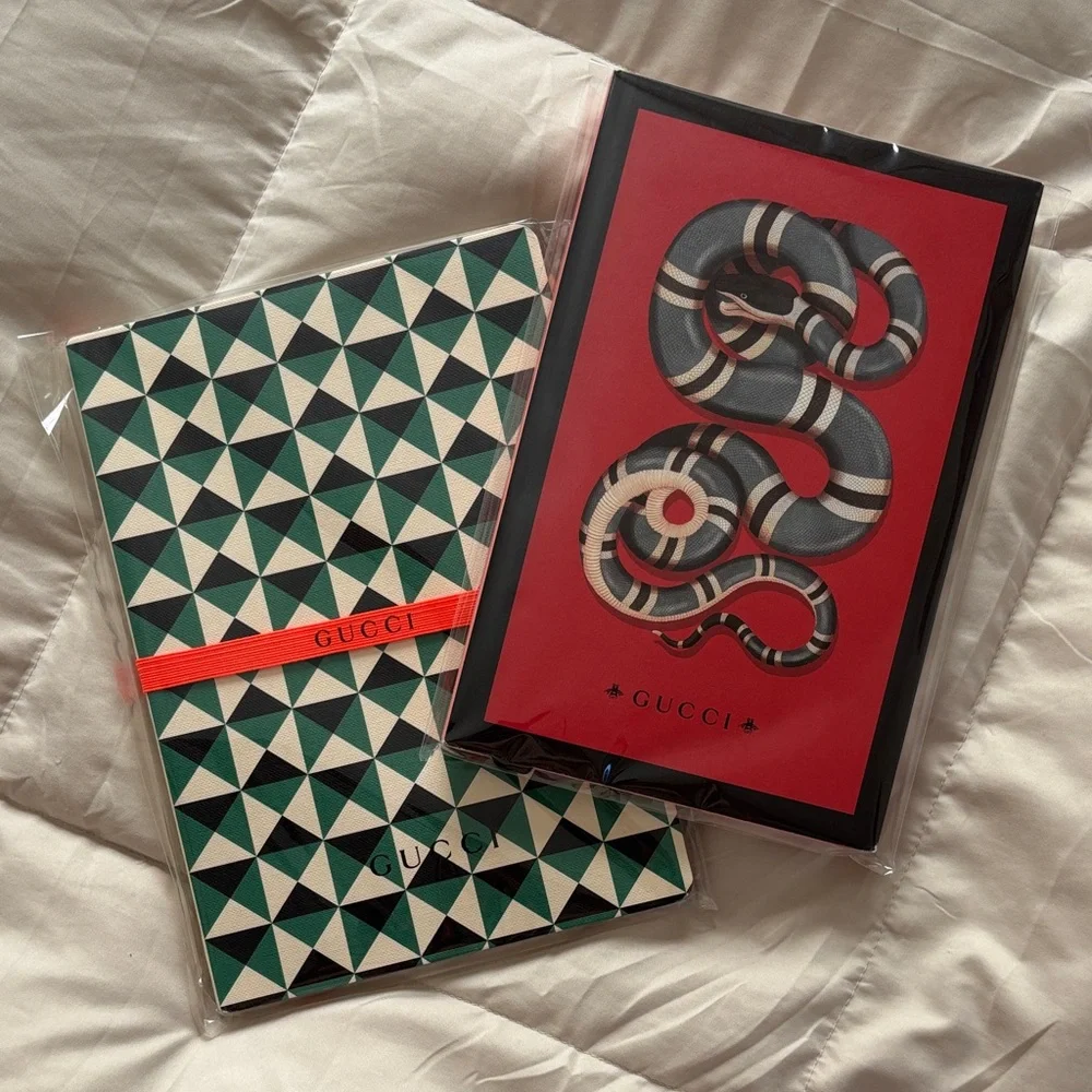 Gucci Red Snake Notebook & Green Geometric Notebook Set Limited Edition
